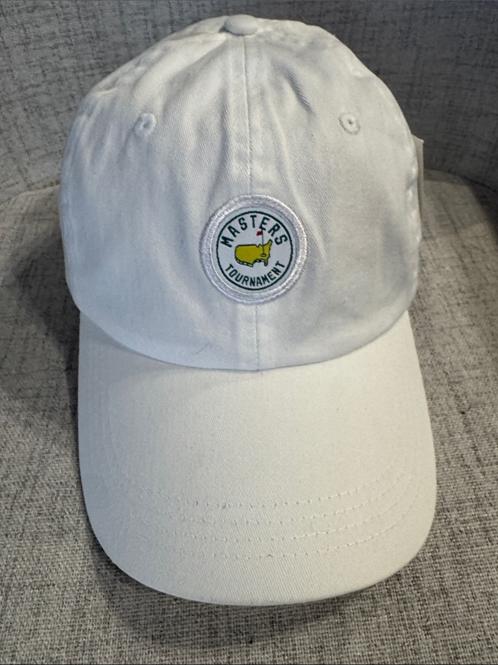 Masters White Baseball Cap with Green and Yellow Logo
